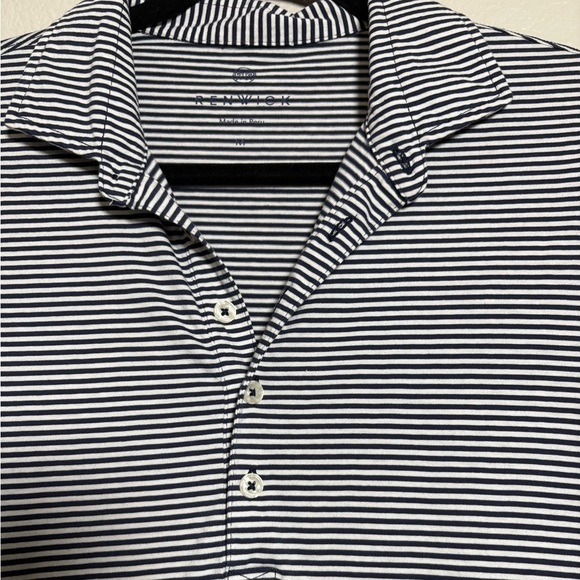 Renwick Navy/White Striped Peruvian Pima Cotton Polo Dress. Short Sleeve - Picture 8 of 9